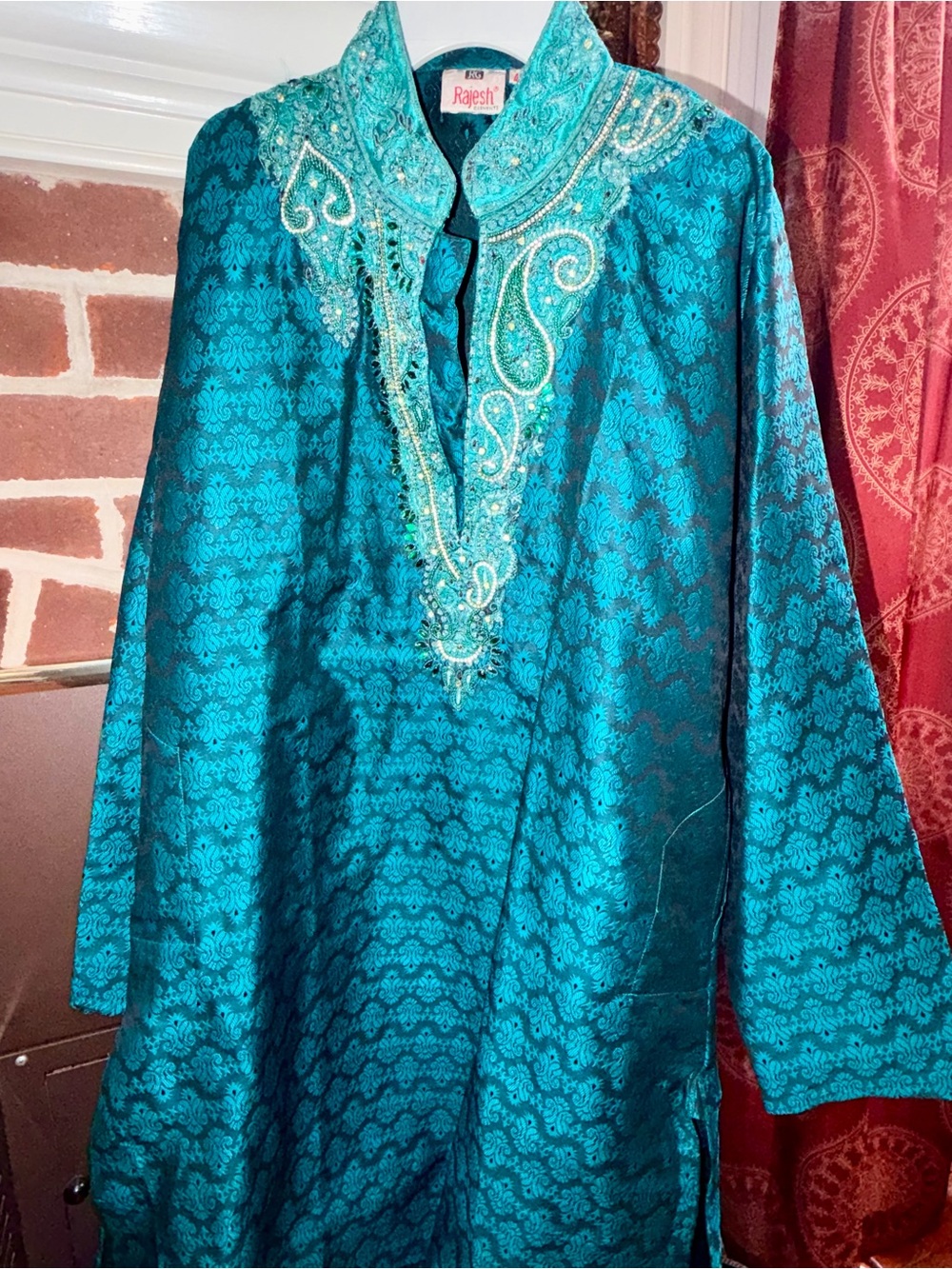 Teal Embroidered Men's Tunic